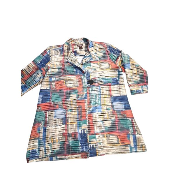 Multiples Patchwork Womens size XL Art tk Wear Artsy OldMoney Colorful Cardigan - Picture 5 of 14